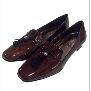 Brighton Cheetah print black patent leather Loafers with Tassel women’s 9